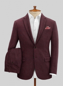 Wine Herringbone Tweed Suit