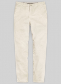 Light Beige Feather Cotton Canvas Stretch Chino Pants