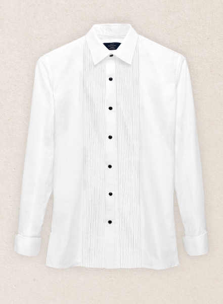 Pleated White Tuxedo Shirt