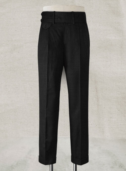 Napolean Stone Black Double Gurkha Wool Trousers