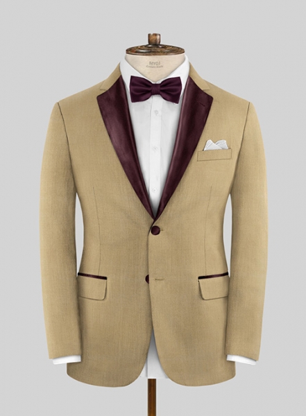 Napolean Khyber Khaki Wool Tuxedo Suit