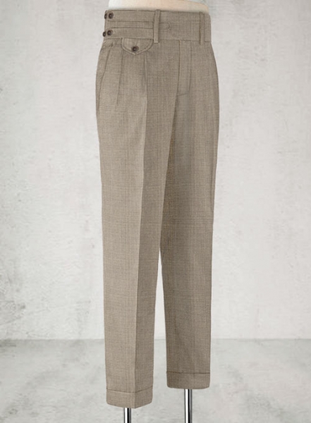 Napolean Sharkskin Light Brown Double Gurkha Wool Trousers