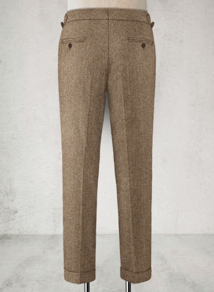 Irish Brown Herringbone Highland Tweed Trousers