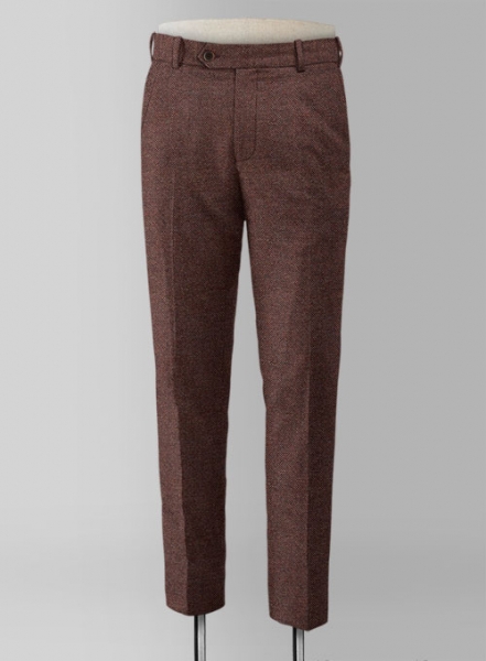 Royal Wine Herringbone Tweed Suit