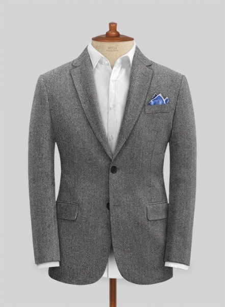 Vintage Herringbone Gray Tweed Suit