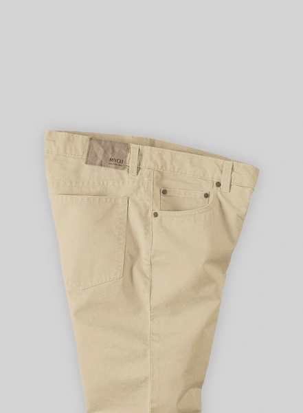 Kids Beige Feather Cotton Canvas Stretch Jeans