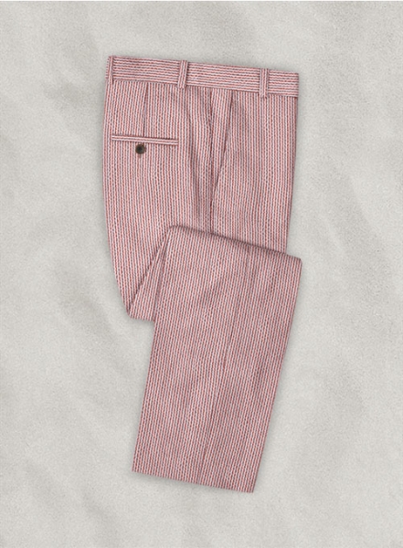 Solbiati Coral Red Seersucker Pants