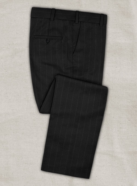 Reda Black Stripes Wool Pants