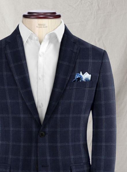 Reda Blue Checks Wool Suit