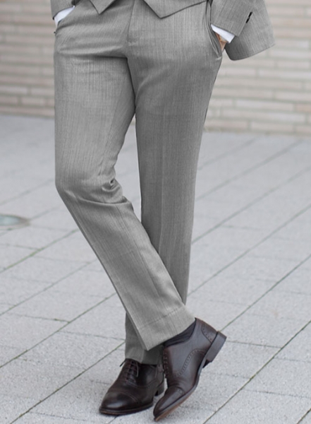 Worsted Light Gray Wool Suit