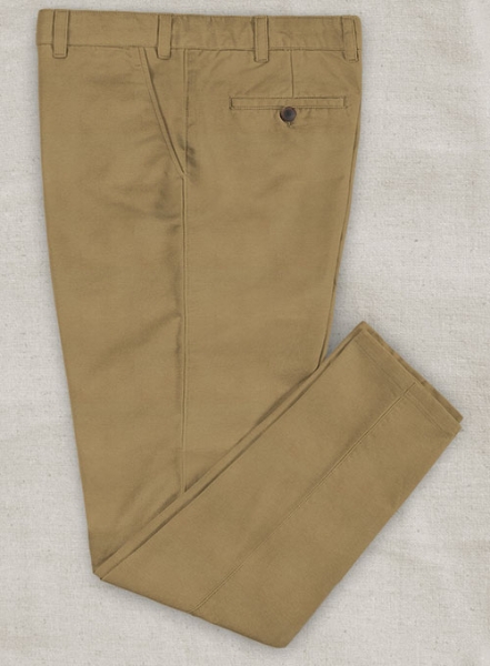 Tan Feather Cotton Canvas Stretch Pants