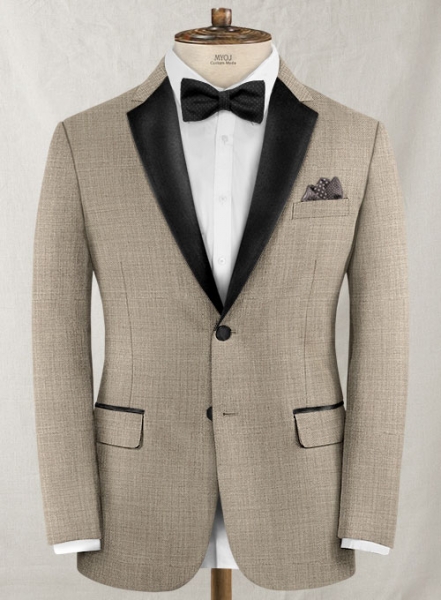 Napolean Sharkskin Light Brown Wool Tuxedo Jacket