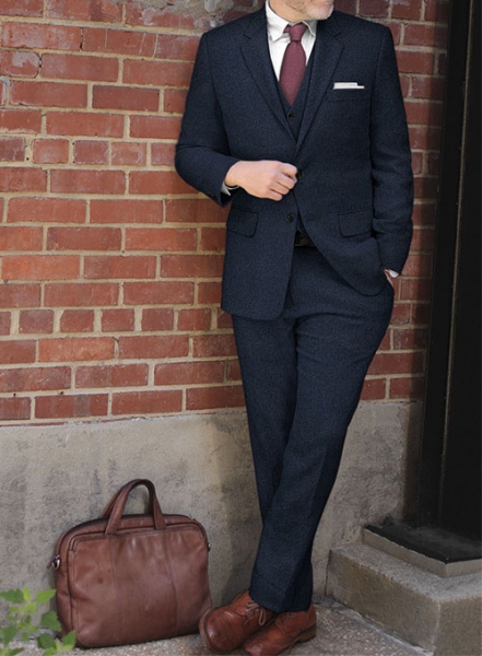 Showman Blue Herringbone Tweed Suit