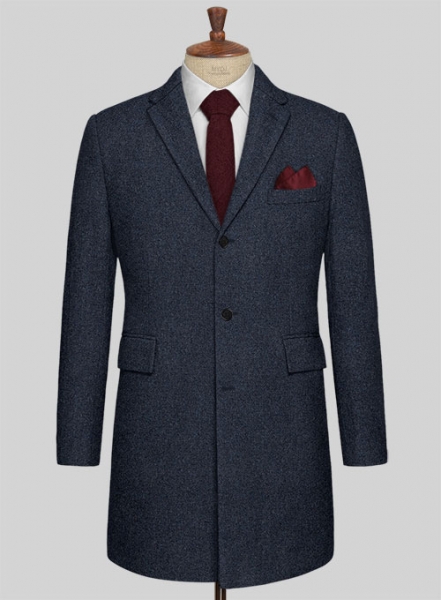 Playman Blue Denim Tweed Overcoat