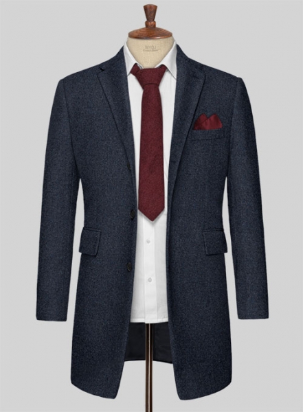 Playman Blue Denim Tweed Overcoat