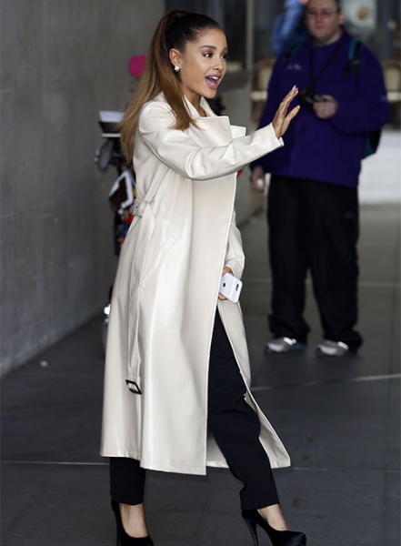 Ariana Grande Leather Long Coat