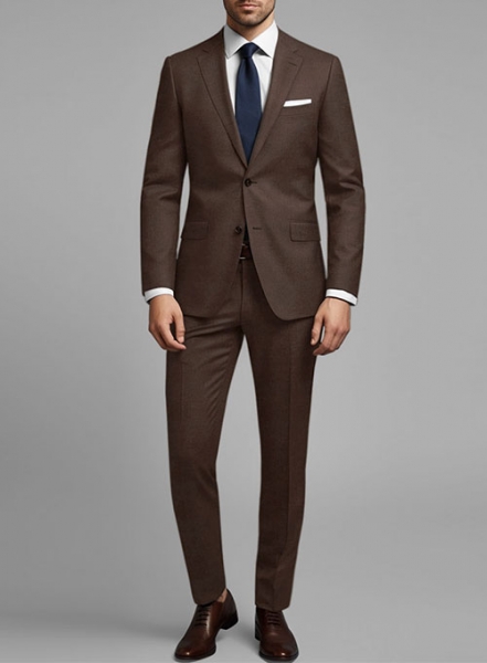 Worsted Brown Wool Suit