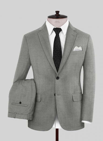 Napolean Sharkskin Light Gray Wool Suit