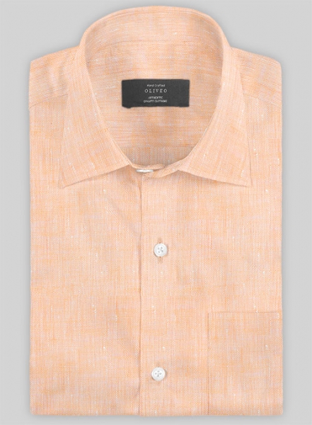 European Pale Orange Linen Shirt - Full Sleeves