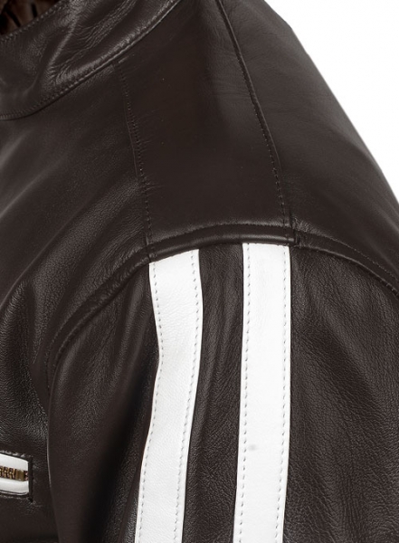 White Stripe Leather Jacket # 100