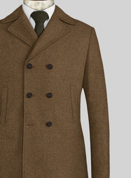 Royal Brown Heavy Tweed Pea Coat