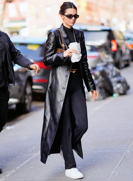 Kendall Jenner Leather Long Coat