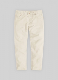 Kids Light Beige Feather Cotton Canvas Stretch Jeans