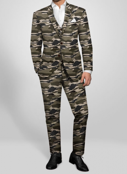 Beige Stretch Camo Suit