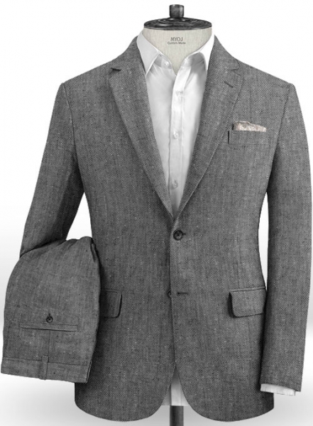 Italian Carbon Black Twill Linen Suit