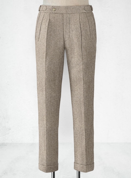 Vintage Herringbone Brown Highland Tweed Trousers