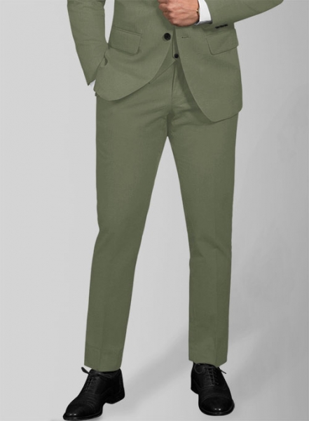 Green Feather Cotton Canvas Stretch Suit