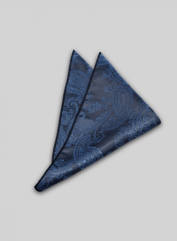 Paisley Pocket Square - Dark Blue