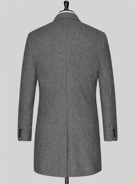 Vintage Herringbone Gray Tweed Overcoat