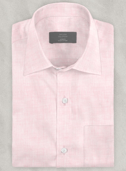 European Pink Linen Shirt - Half Sleeves