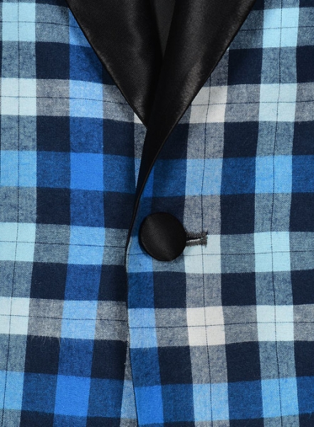 Brushed Zoe Blue Plaid Tuxedo Jacket