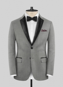 Napolean Sharkskin Light Gray Wool Tuxedo Jacket