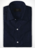 Navy Herringbone Cotton Shirt