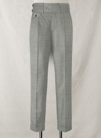 Napolean Sharkskin Light Gray Double Gurkha Wool Trousers