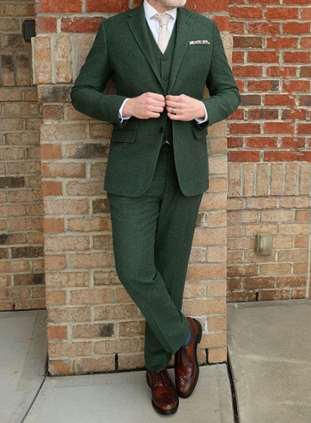 Bottle Green Herringbone Tweed Suit