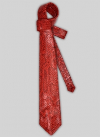 Shiny Red Python Leather Tie