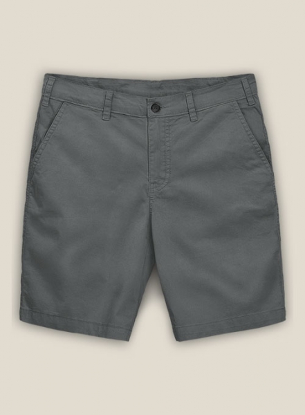 Gray Cotton Power Stretch Chino Shorts