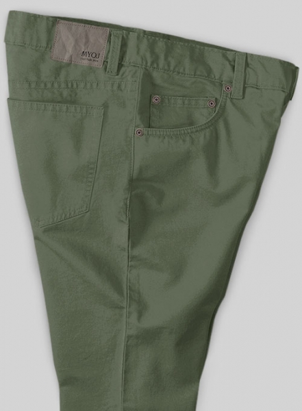 Olive Green Cotton Chino Jeans