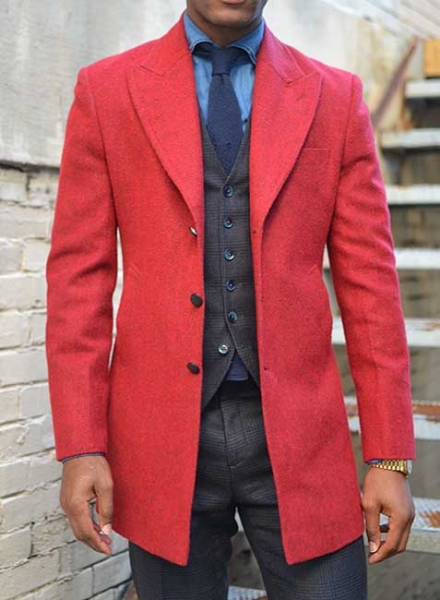 Red Tweed Long Coat