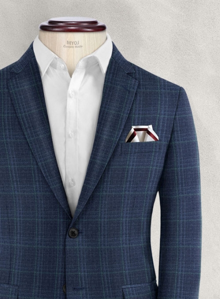 Reda Sapphire Blue Checks Wool Jacket