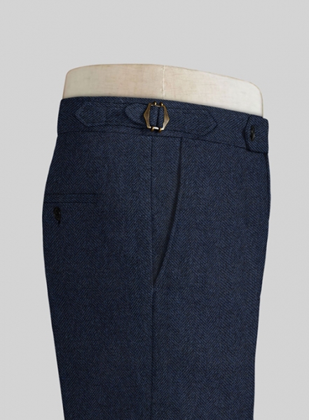 Showman Blue Herringbone Highland Tweed Trousers