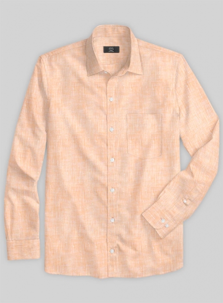 European Pale Orange Linen Shirt - Full Sleeves