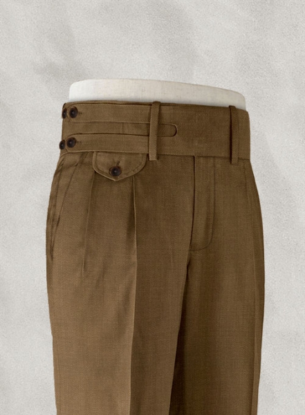 Caramel Brown Double Gurkha Wool Trousers