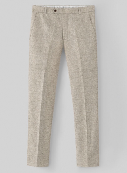 Vintage Herringbone Light Beige Tweed Pants