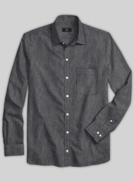 European Anchor Gray Linen Shirt - Full Sleeves