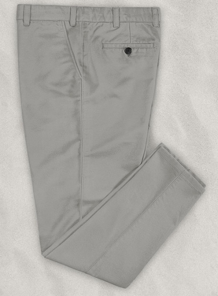 Gray Feather Cotton Canvas Stretch Chino Pants